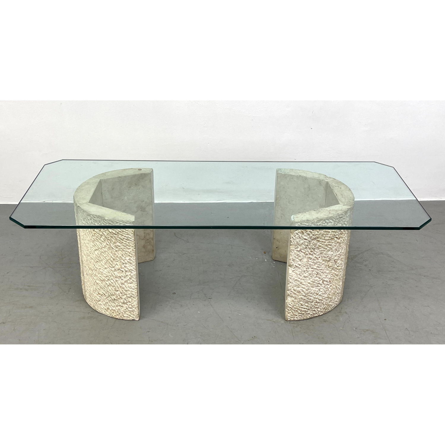 Appraisal: Decorator Part Stone Base Coffee Table with Glass Top Dimensions