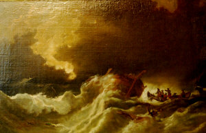 Appraisal: th century Continental school - Tempest at sea oil on