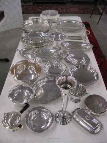 Appraisal: Silverplate Entertainment Lot of Items vase servers bread tray round