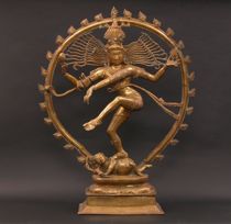 Appraisal: Brass Dancing Shiva Large brass sculpture depicts the Hindu goddess