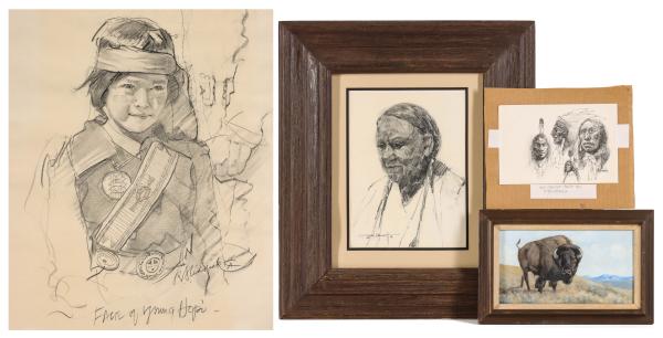 Appraisal: ORIGINAL WORKS BY COWBOY ARTISTS OF AMERICA MEMBERSThree original works