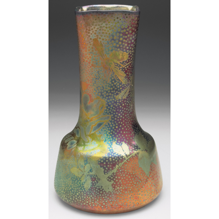 Appraisal: Frederic Danton vase unusual shape covered in an iridescent metallic