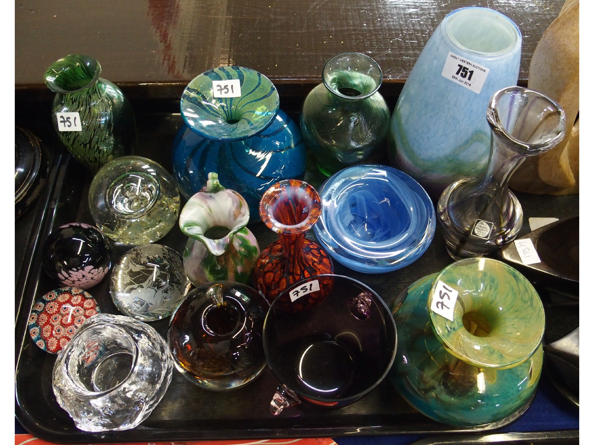 Appraisal: Two Mdina glass vases Phillipa Headley vase and assorted other