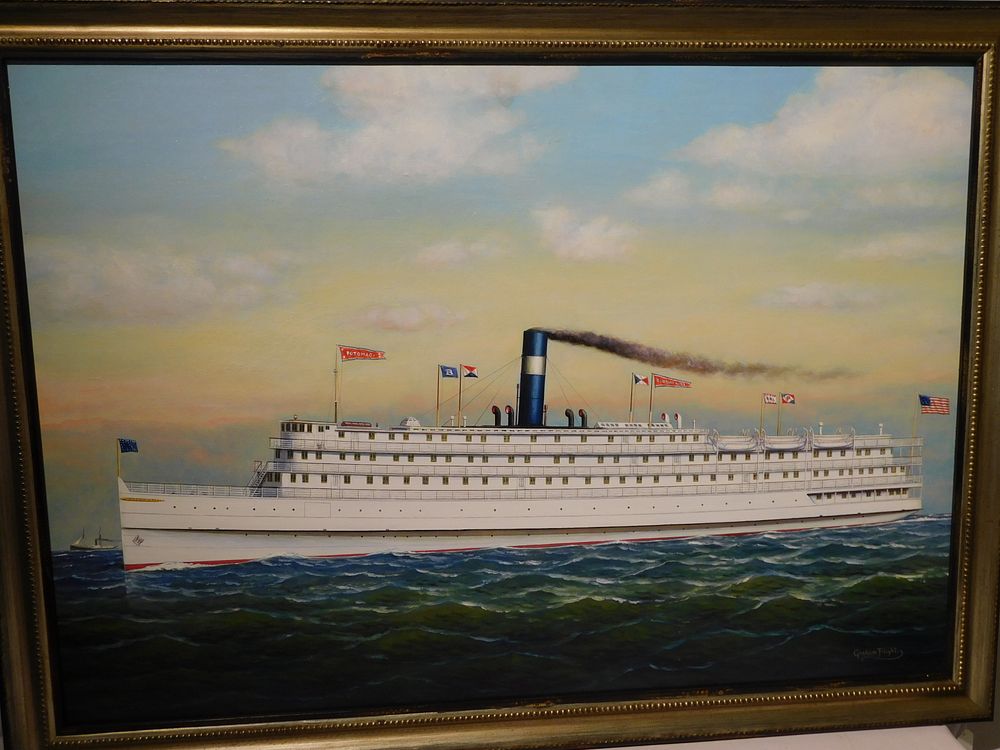 Appraisal: GRAHAM FLIGHT PAINTING SHIP POTOMAC Vintage oil painting on wood