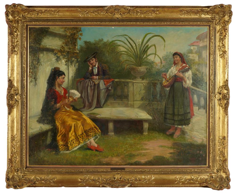 Appraisal: WILLIAM HARRIS WEATHERHEAD - FIGURES IN A SPANISH GARDEN oil