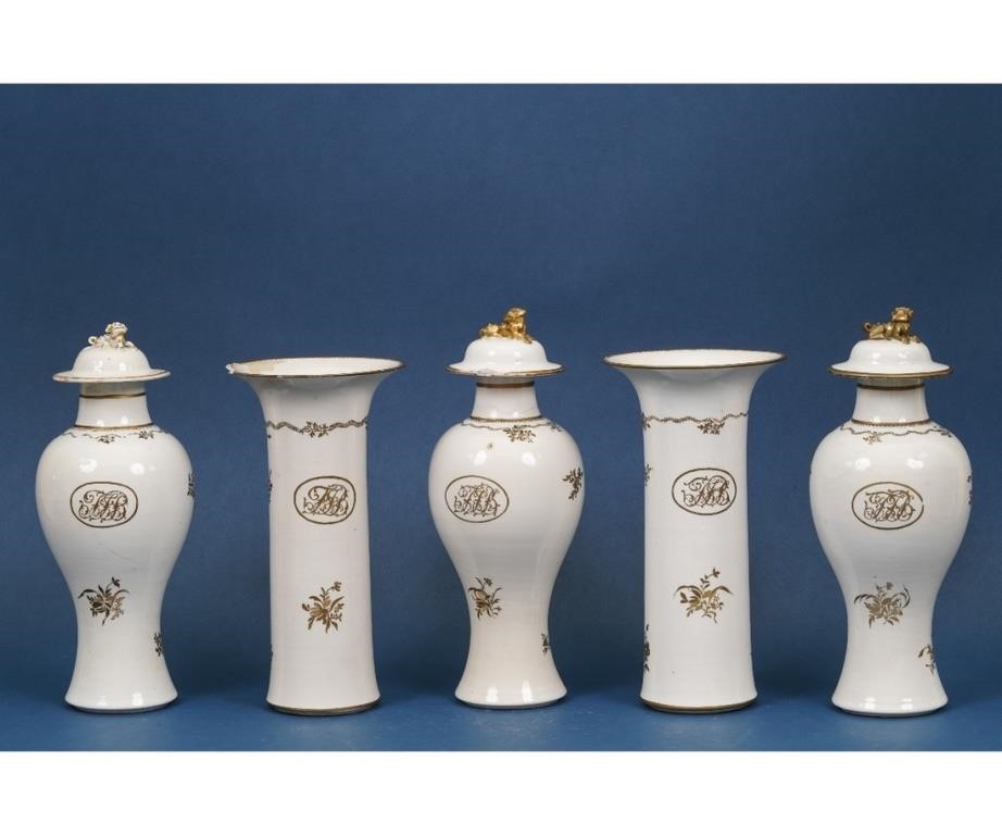 Appraisal: Chinese five-piece white porcelain garniture set circa Tallest h Condition