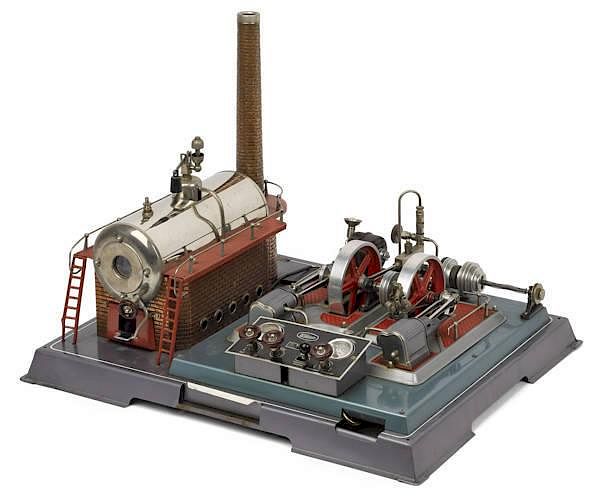 Appraisal: Large Wilesco tin steam electric toy power plant Large Wilesco