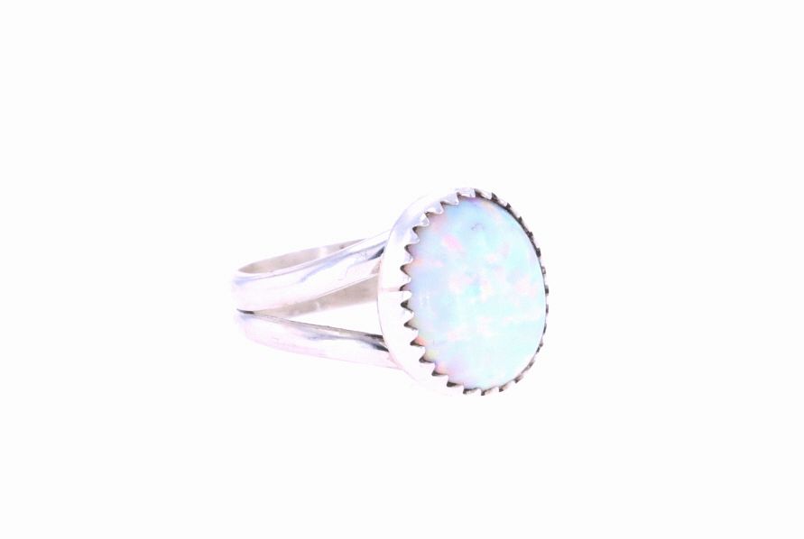 Appraisal: Navajo Sterling Silver Fire Opal Cabochon Ring Featured in this