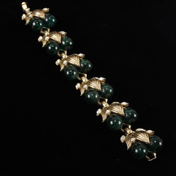 Appraisal: Trifari Green Glass Jelly Fruit Gilt Metal with Clear Crystal