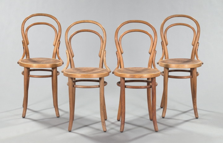 Appraisal: Suite of Four Thonet -Signed Bentwood Chairs ca each with