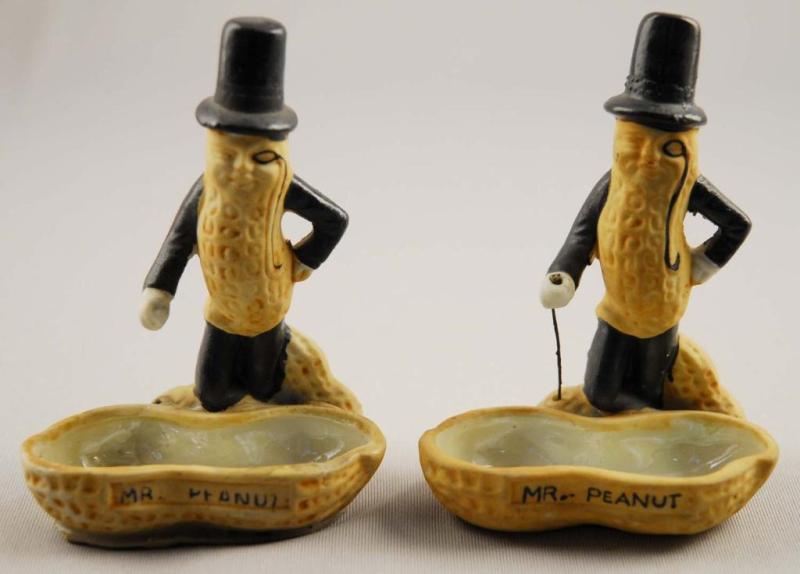 Appraisal: Lot of Porcelain Mr Peanut Ceramic Holders Description One with