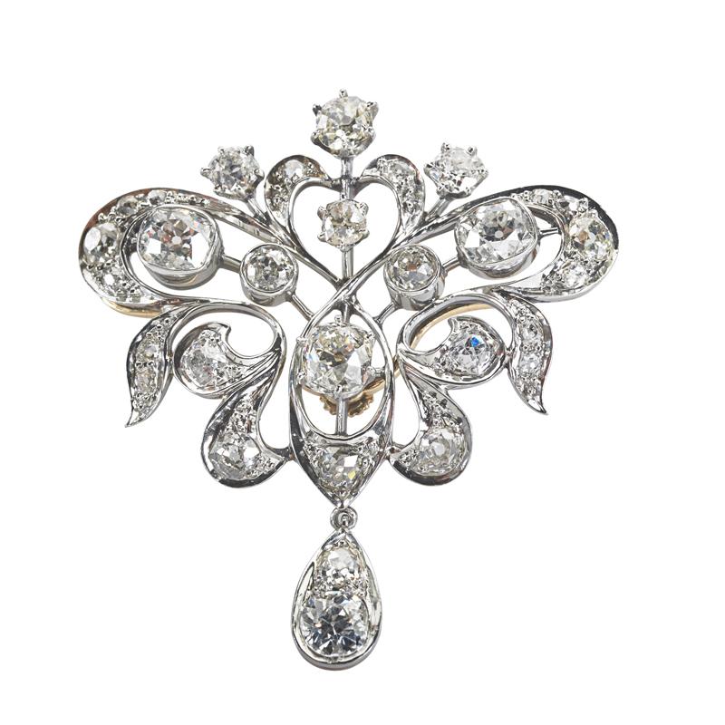 Appraisal: BELLE EPOQUE DIAMOND ARABESQUE PENDANT BROOCH Condition Report