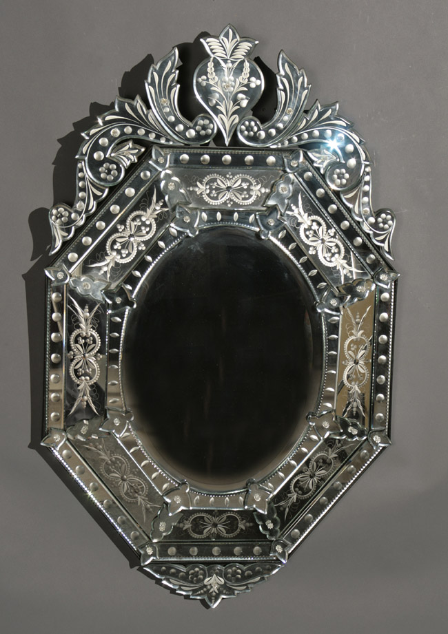 Appraisal: Venetian Rococo Style Etched Mirror th Century x in x