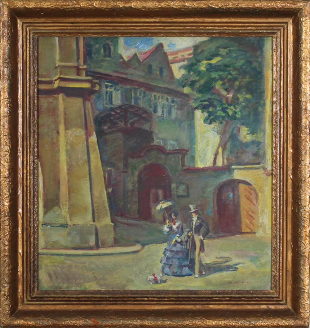 Appraisal: ALOIS WIERER Czechoslovakia - oil on board Victorian couple on