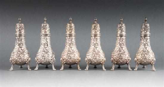 Appraisal: Six American repousse sterling silver salt and pepper shakers S