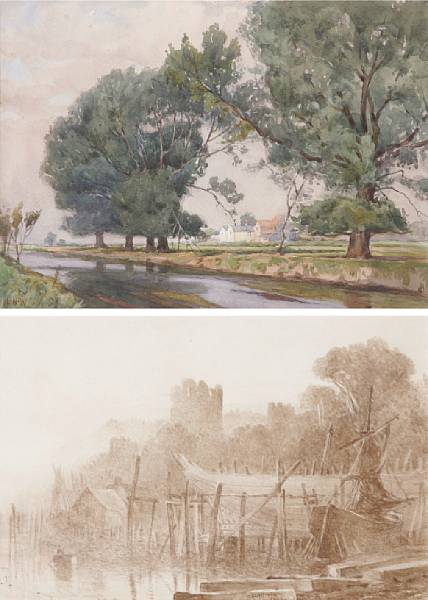 Appraisal: Lady Lucy Hume-Williams - A river landscape with buildings to