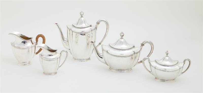 Appraisal: GERMAN SILVER FIVE-PIECE TEA AND COFFEE SERVICE Crescent moon crown