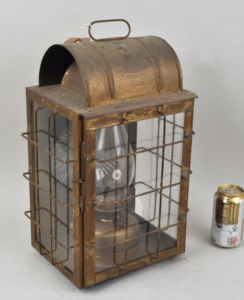 Appraisal: Brass Nautical Lantern with Eagle reflector high long deep Oxidization