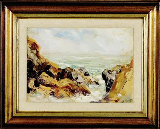 Appraisal: American school th century ROCKY COAST oil on board framed