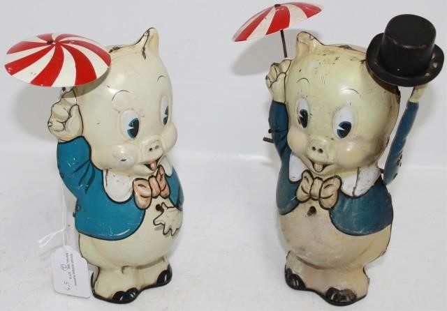 Appraisal: LOT OF MARX TIN LITHOGRAPH PORKY PIG WIND-UPTOYS ONE HAS