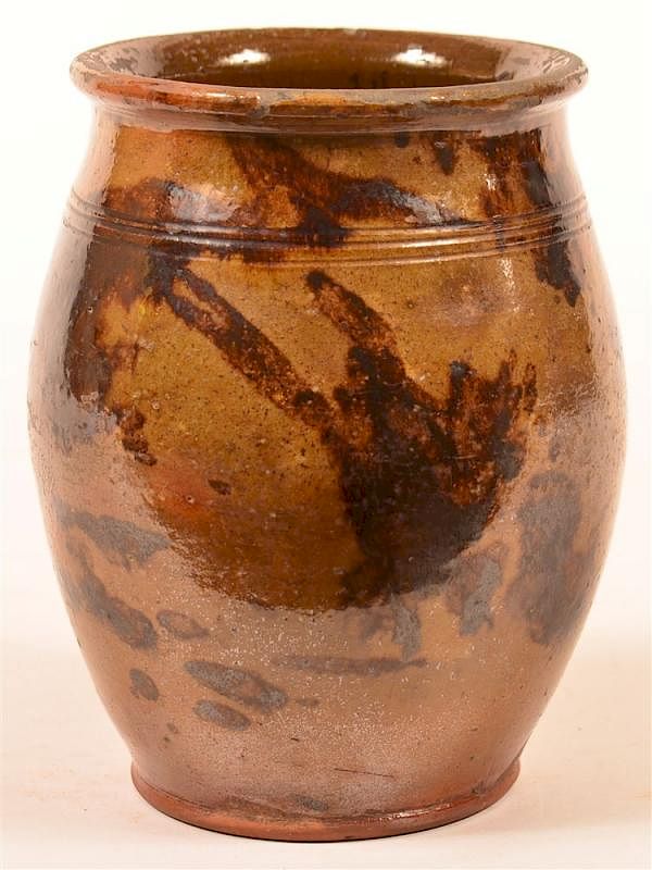 Appraisal: th Century Mottle Glazed Redware Storage Jar th Century Mottle