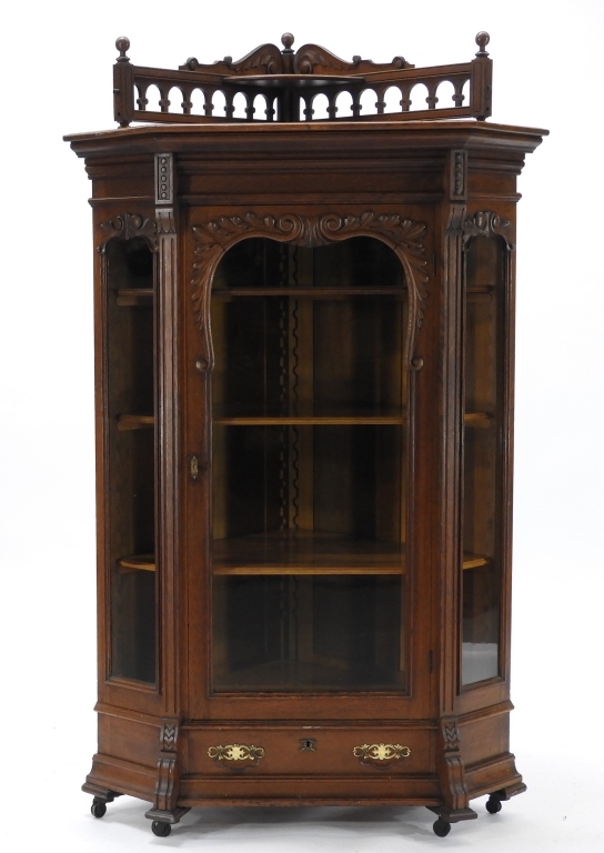 Appraisal: C VICTORIAN OAK CORNER BOOKCASE CHINA CABINET United States Circa