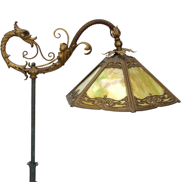 Appraisal: Ornate victorian floor lamp with water dragon and polychrome floral