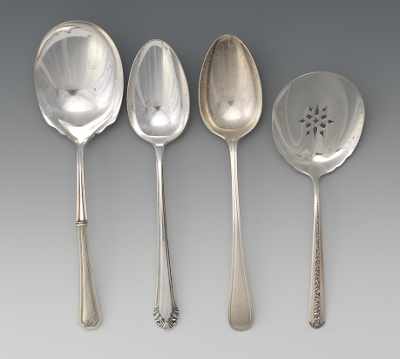 Appraisal: A Group of Four Sterling Silver Serving Spoons Include a