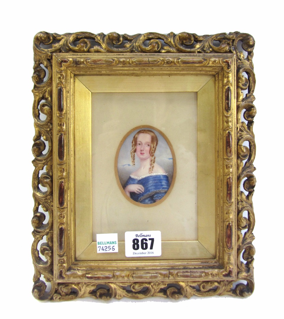 Appraisal: A late th century portrait miniature on ivory depicting a