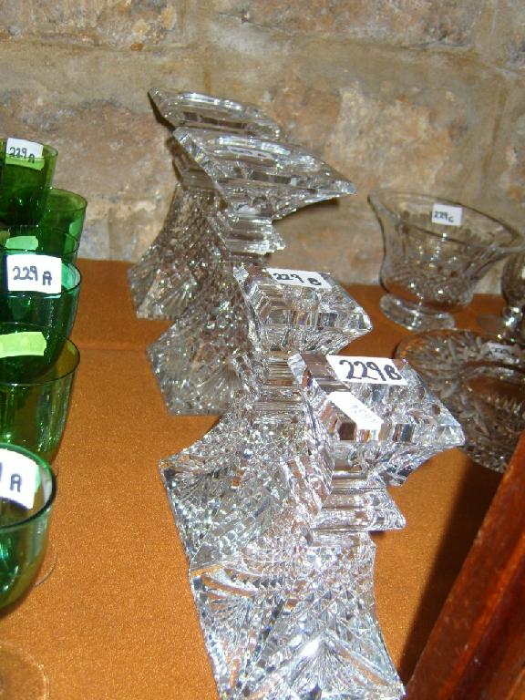 Appraisal: A pair of Waterford crystal candle stands for pillar type