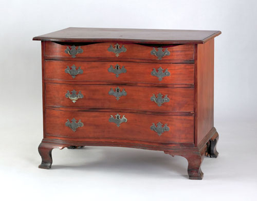 Appraisal: Massachusetts Chippendale mahogany serpentine chest of drawers ca with four