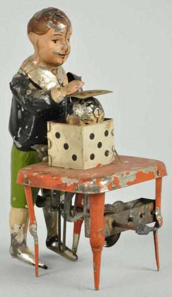 Appraisal: Handpainted Tin Magician Wind-Up Toy Description German Working Probably Bing