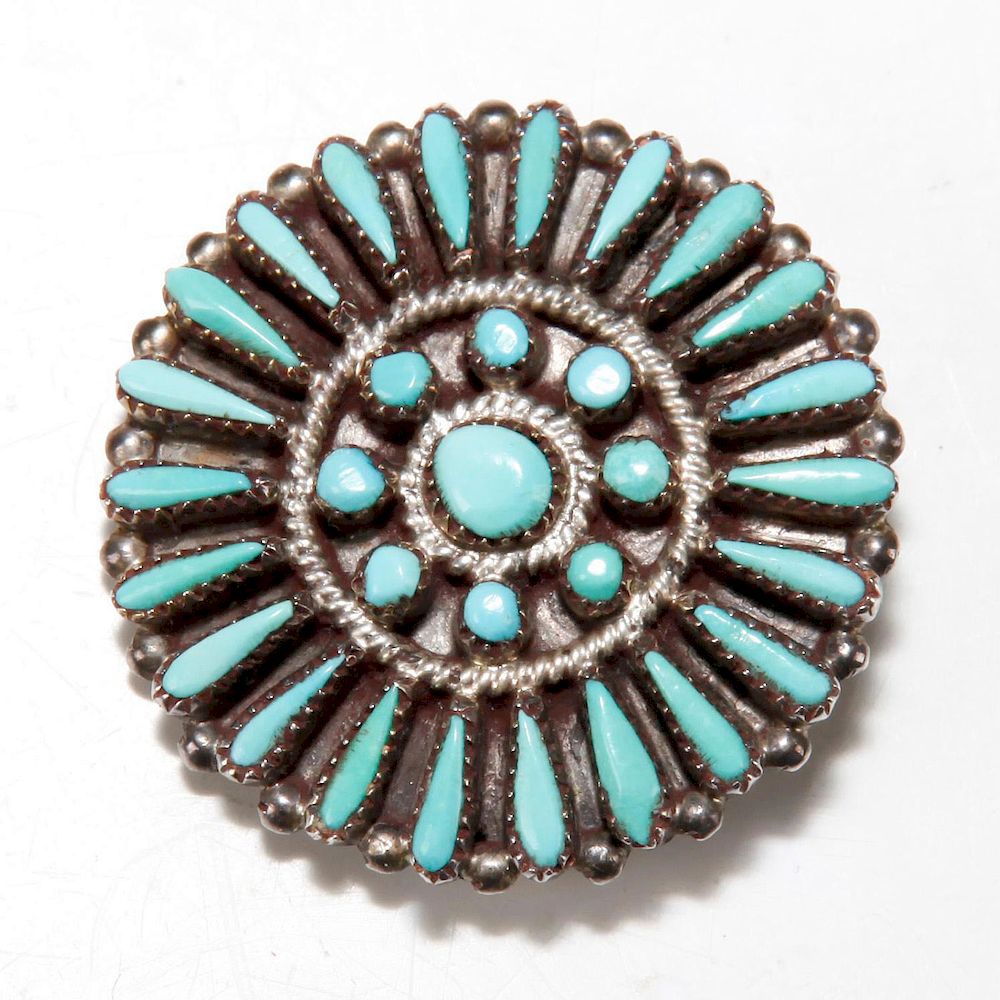 Appraisal: NATIVE AMERICAN NAVAJO CLUSTER PIN Concentric rings of delicate turquoise