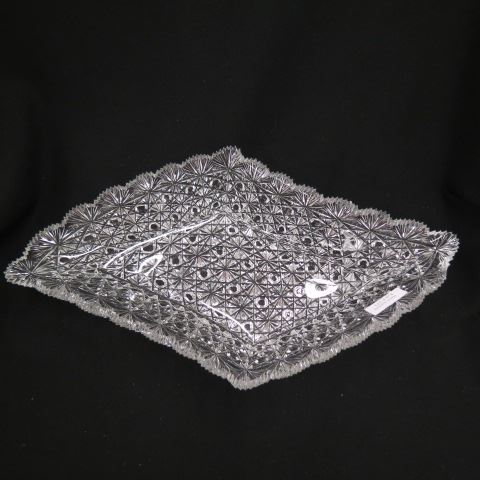 Appraisal: Cut Glass Dish fancy shape overall Russian pattern x