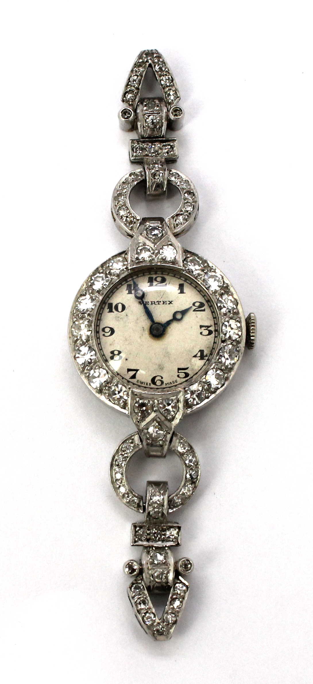 Appraisal: A ladies diamond set Vertex wristwatch the signed circular silvered