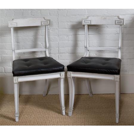 Appraisal: Pair of Regency Style Painted Klismos Side Chairs Estimate -