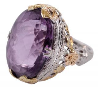 Appraisal: Antique kt Amethyst Ring oval faceted amethyst approx x mm