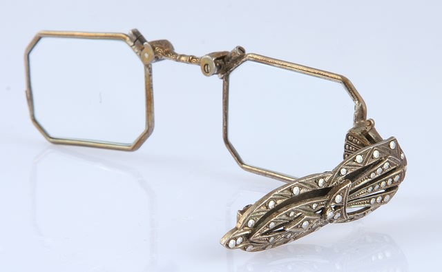 Appraisal: Silver Folding lorgnette Marcasite accented handle gms Provenance Estate of