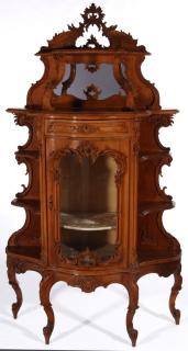 Appraisal: A LATE TH C FRENCH ROCOCO ETAGERE WITH VITRINE A