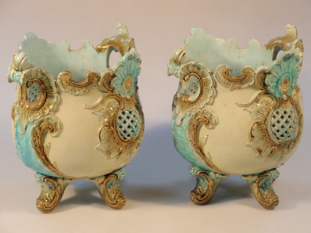 Appraisal: A pair of late thC early thC pottery jardiniere moulded