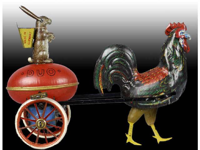 Appraisal: Tin Wind-Up German Lehmann Duo Toy Description Wind-up working Rooster