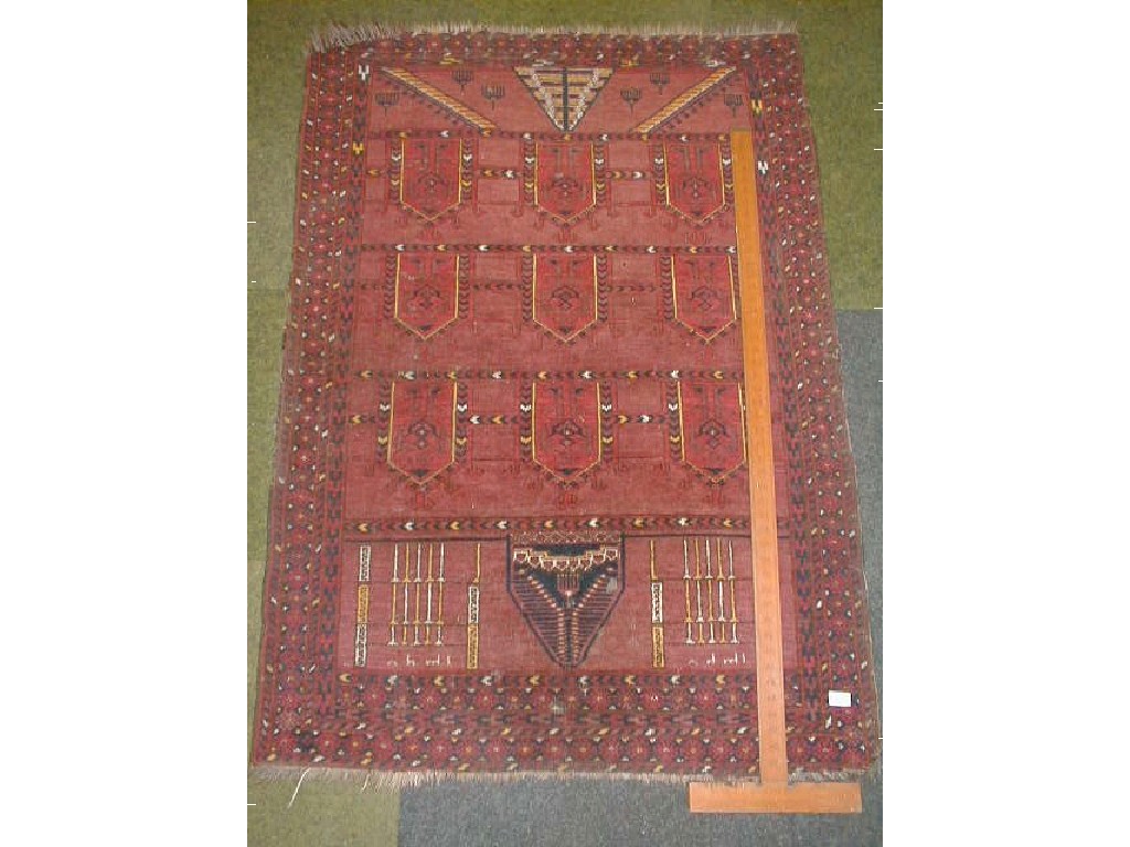 Appraisal: A Turkish design multi border prayer rug with ten mihrabs