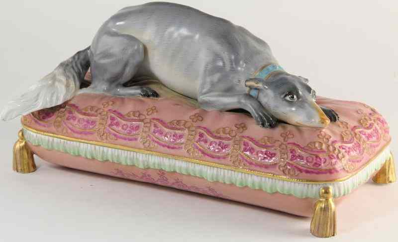 Appraisal: Vienna Porcelain Dresser Boxin the form of a hound dog