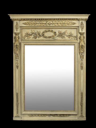 Appraisal: Late Louis XVI-Style Polychromed and Giltwood Looking Glass first quarter