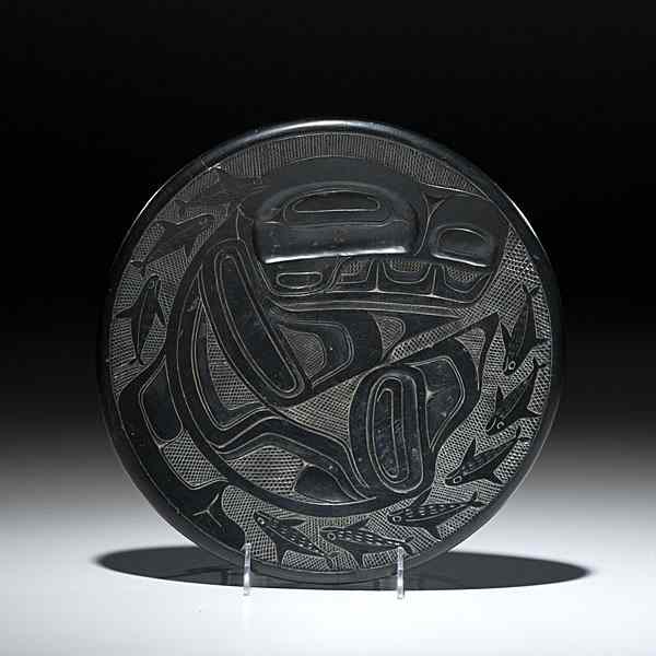 Appraisal: Haida Argillite Charger carved on both sides front of charger