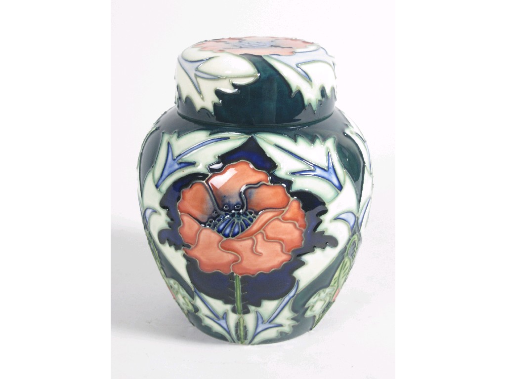 Appraisal: A Moorcroft Ginger Jar and Cover tube lined poppy design