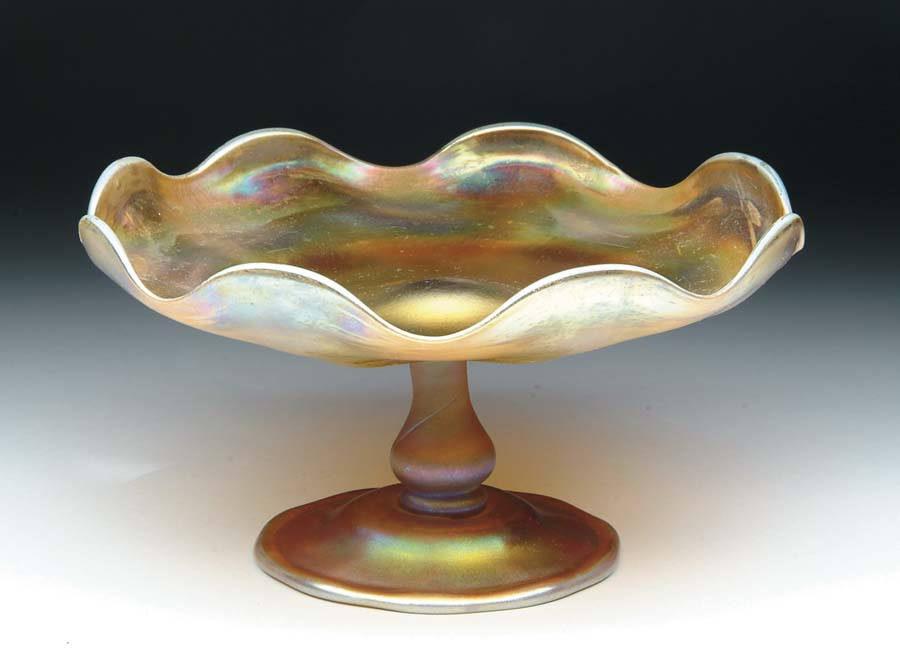 Appraisal: TIFFANY FAVRILE COMPOTE Beautiful Tiffany compote has rich gold iridescence