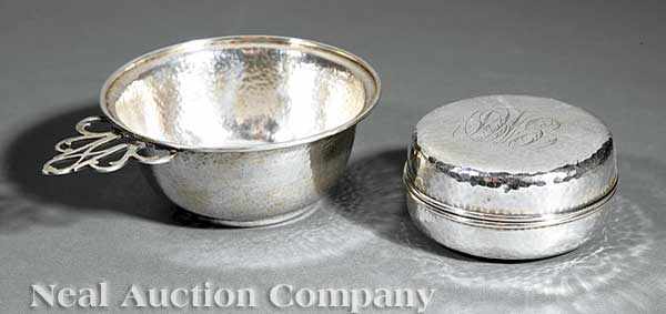 Appraisal: An Antique Hand-Wrought and Hammered Sterling Silver Covered Box Dominick