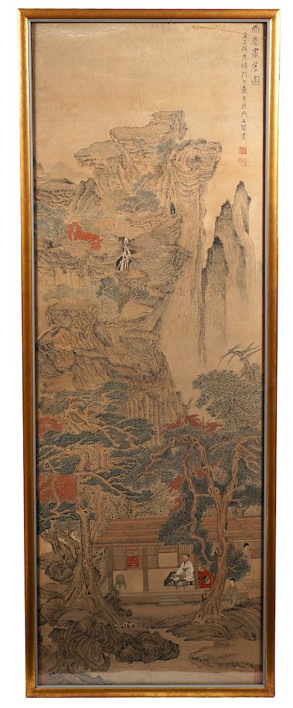 Appraisal: Chinese Large Gilt Framed Scroll Chinese large gilt framed scroll