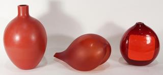 Appraisal: lot of Art glass vases each executed in red one